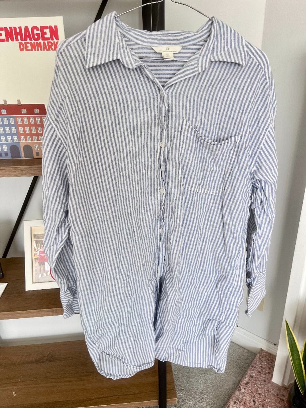 Striped Button Up Shirt Dress